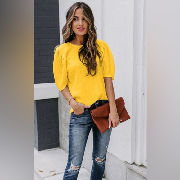 She Di Women's Top with gathered shoulder short sleeves NWOT - Picture 14 of 14